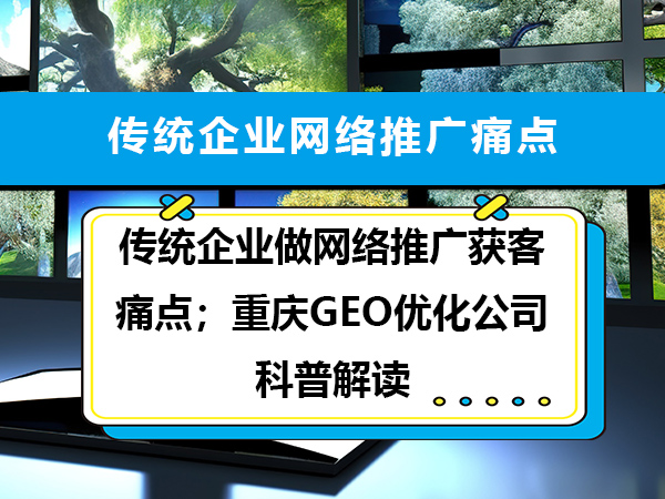 传统企业做网络推广获客痛点;重庆GEO优化公司科普解读 传统企业做网络推广获客痛点;重庆GEO优化公司科普解读